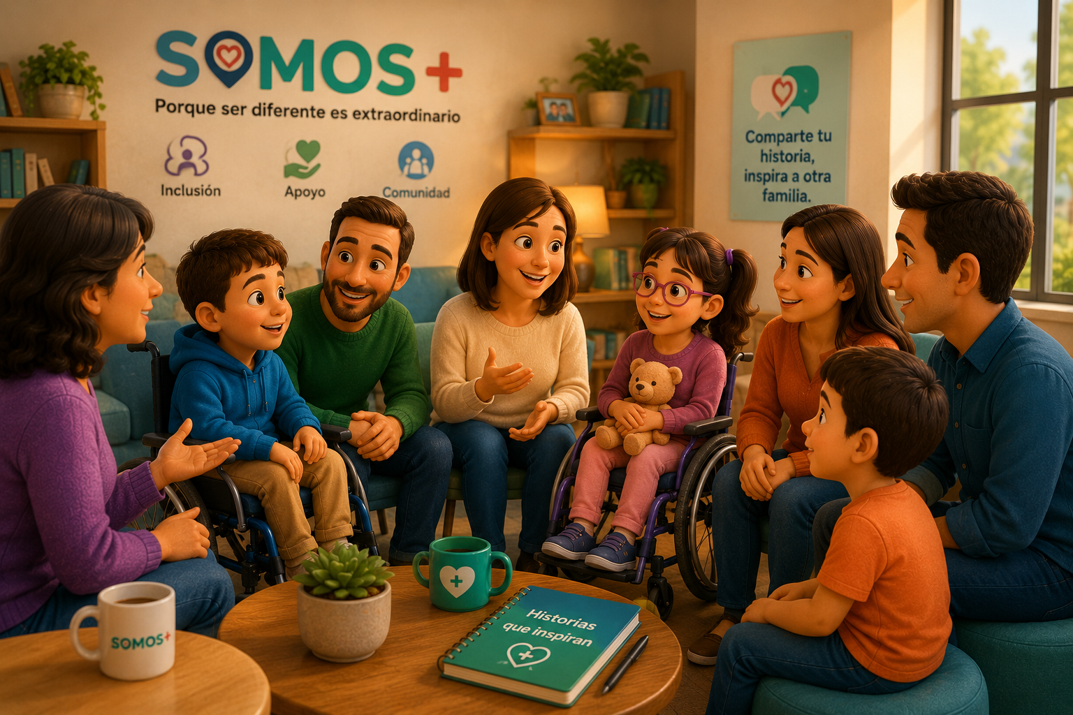 Familias compartiendo historias de discapacidad e inclusión dentro de la comunidad Somos+